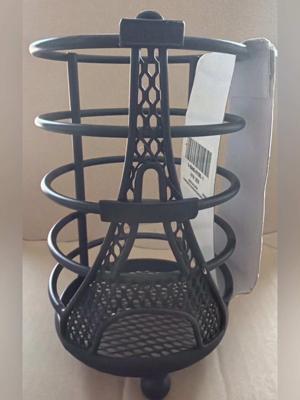 MAKEUP BRUSHES PENS PENCIL HOLDER UTENSILS VANITY PARIS EIFFEL TOWER METAL BLACK
